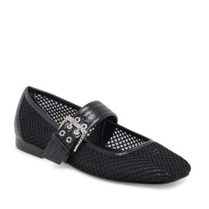 Dolce Vita Arora Women’s Onyx Mesh Flats with Buckle – Leather